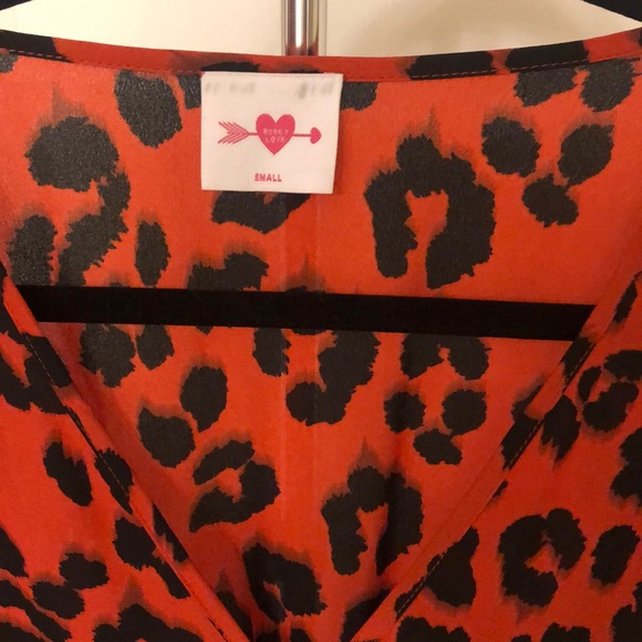 *NWOT* Red & Black Leopard Dress with Ruched Waist - Picture 4 of 4